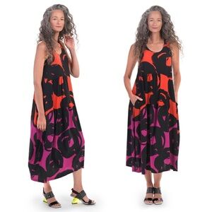 Alembika Art Print Tank Dress Tangerine